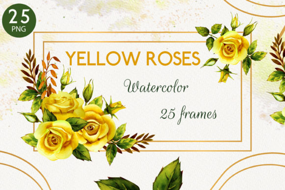 25 Geometric Frames with Watercolor Yell