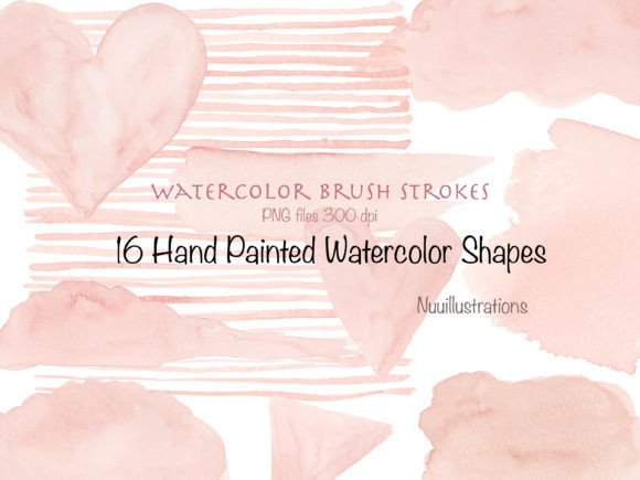 Blush Pink Watercolor Brush Strokes Illustrations