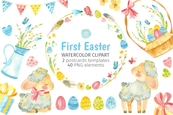 Easter Lamb Watercolor Clipart