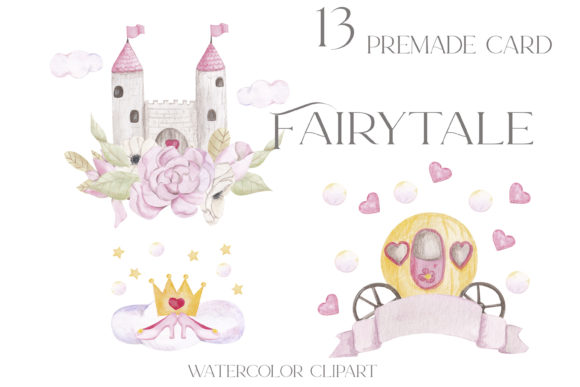 Fairytale Clipart, Watercolor Baby Girl Illustrations