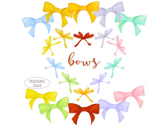 Handpainted Watercolor Bows Clipart and Freebies
