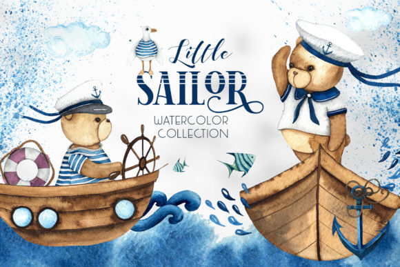Little Sailor. Watercolor Collection and Illustrations