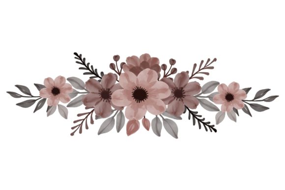 Set of Brown Floral Watercolor Frame