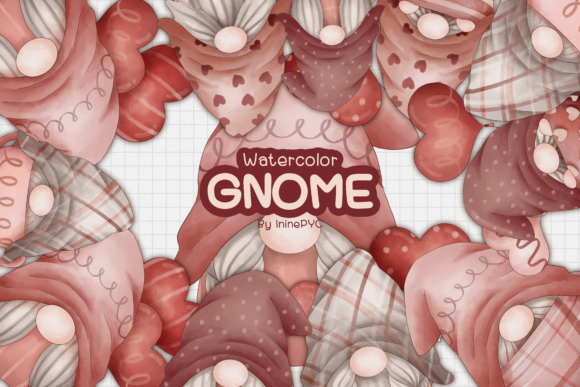 VALENTINE GNOMES Watercolor Illustrations