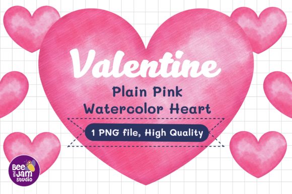 Valentine Plain Pink Watercolor Heart Illustrations