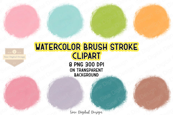 Watercolor Brush Stroke Circle Clipart and Illustrations