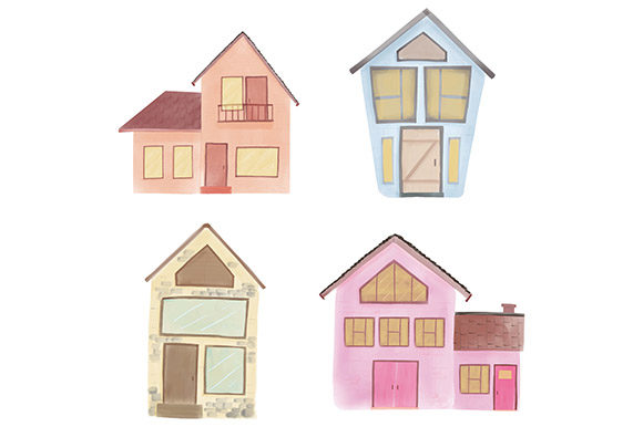 Watercolor Cute Home House Illustration