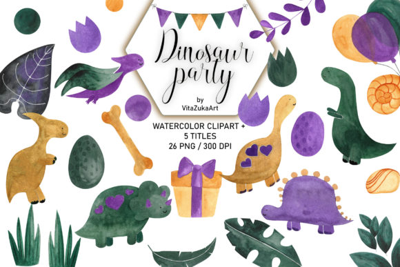 Watercolor Dinos and Illustrations