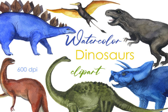 Watercolor Dinosaurs Clipart. Dino Png