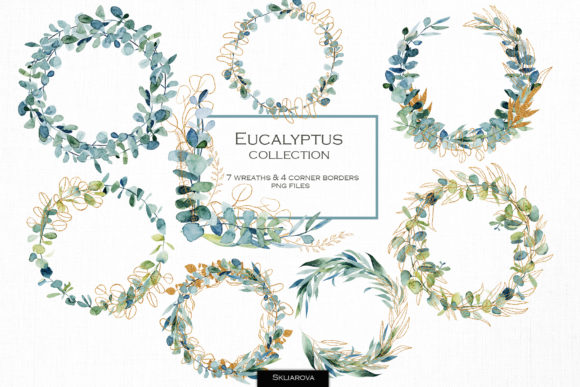 Watercolor Eucalyptus Wreaths
