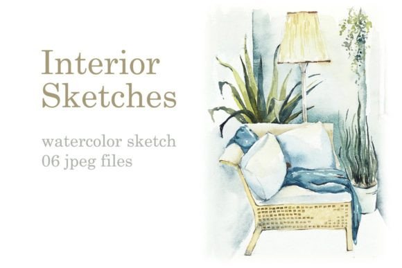 Watercolor Interior Sketches and Illustrations