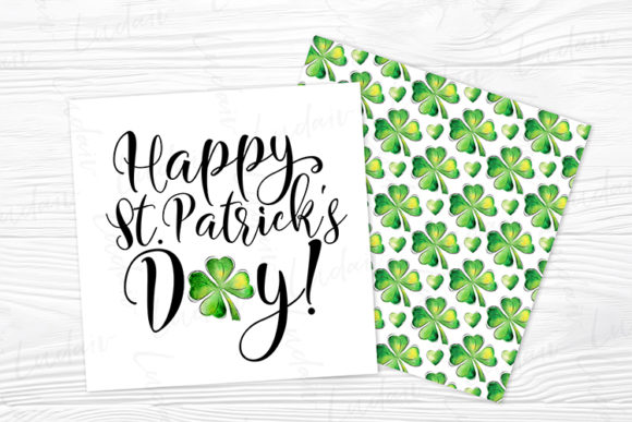 Watercolor Shamrock Card 2 Illustrations