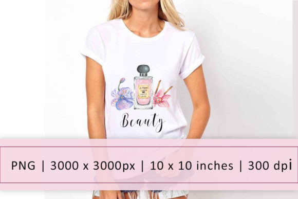 Watercolor Sublimation Perfume Flowers Illustrations