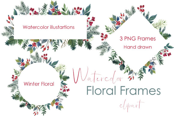Watercolor Winter Wreath. Holiday Decor